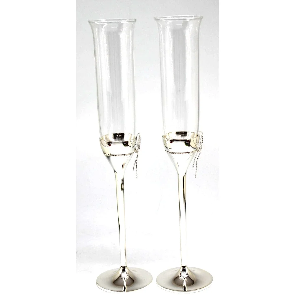Wedding Anniversary Vera Wang Love Knots Champaign Flutes Bow Silvertone In Box